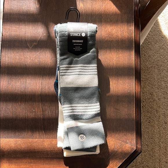 Stance Gray Athletic Socks with Striped Pattern and Ribbed Cuff - Picture 1 of 3